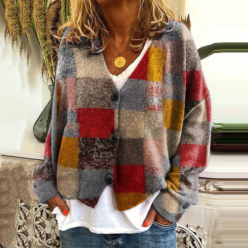 Modischer Patchwork Kardigan Damen