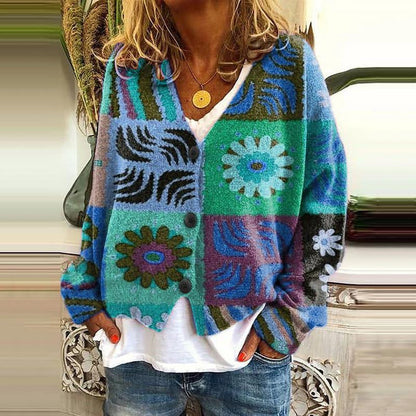 Modischer Patchwork Kardigan Damen