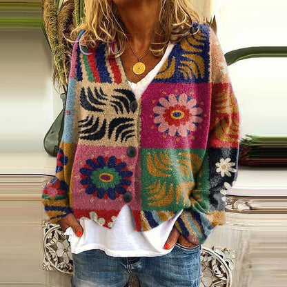 Modischer Patchwork Kardigan Damen