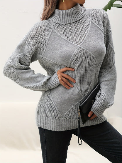 Modischer Einfarbiger Pullover Rollkragen Stil