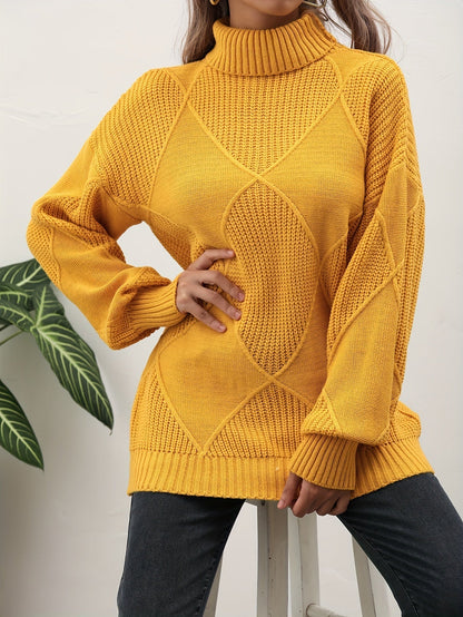 Modischer Einfarbiger Pullover Rollkragen Stil