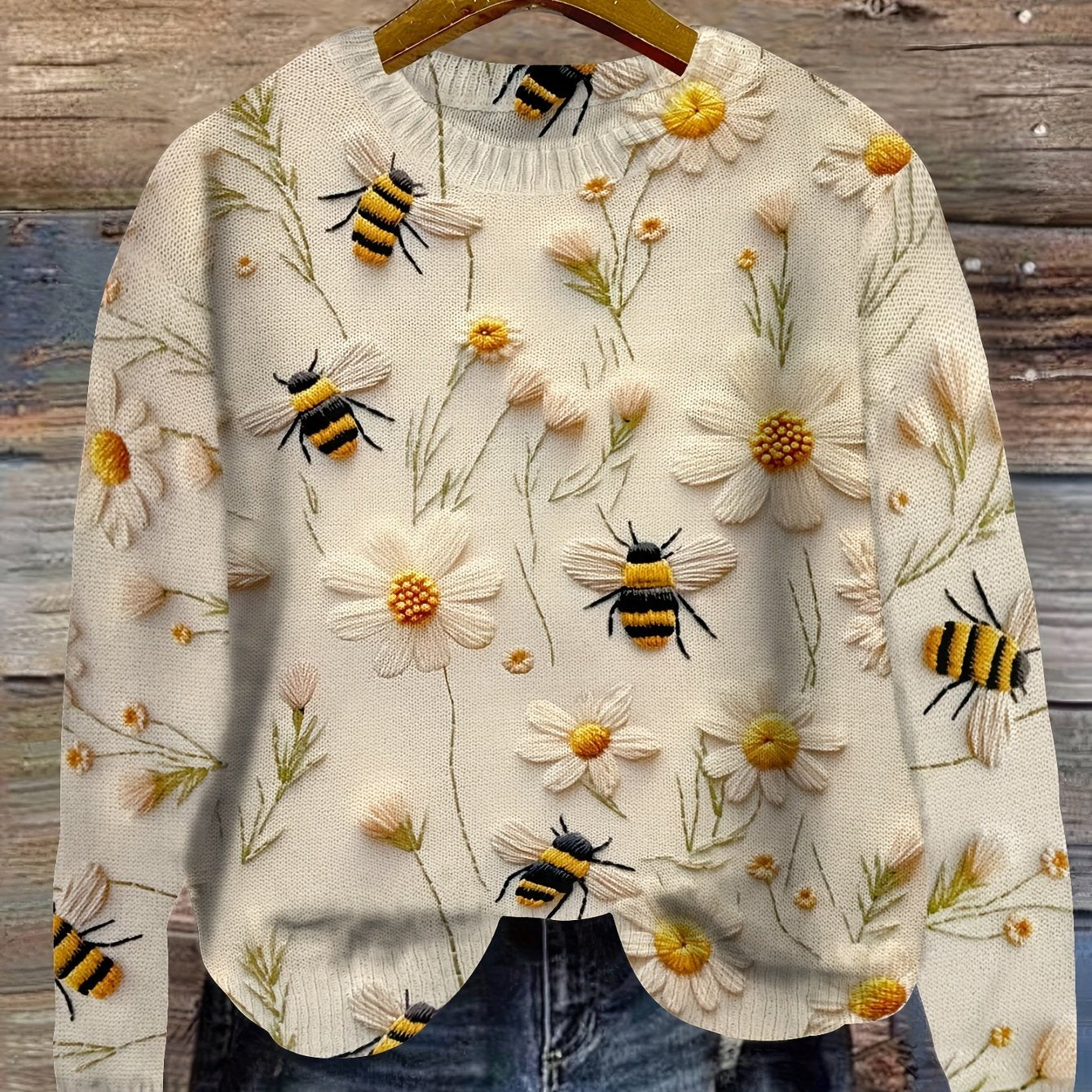 Modische Damenpullover Bienen Muster