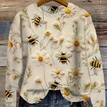 Modische Damenpullover Bienen Muster