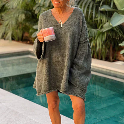Stylish Damen Pullover V-Ausschnitt Modern