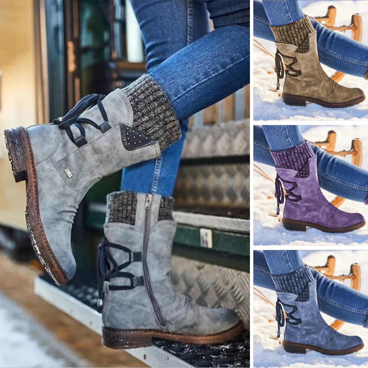 Stylische Damen Winterstiefel Schwarz - IdealeKleiden
