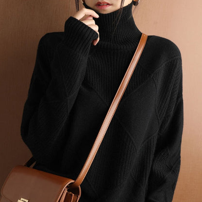 Stylischer Rollkragenpullover Geometrisches Design