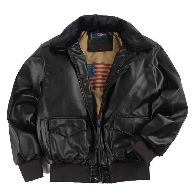 Lederjacke Herren Winter Warm Elegant