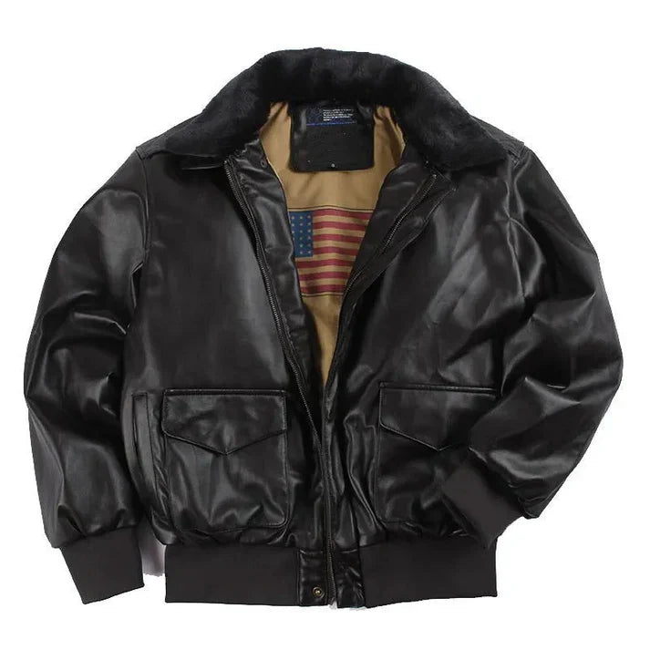 Leder-Motorradjacke Herren Vintage-Style Winter