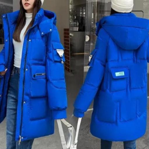Warmes Winterparka - Lange Isolierte Blaue Daunenjacke - IdealeKleiden
