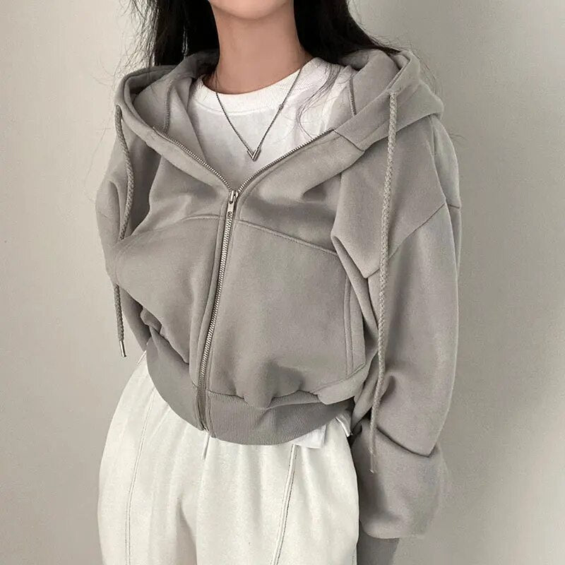 Damen Oversized Kurzkleid mit Kapuze und Westenstyle - IdealeKleiden