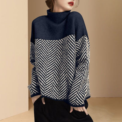 Stylischer Streifen Pullover Langärmlig