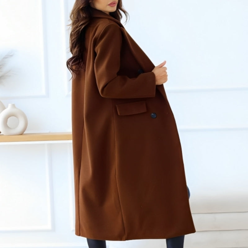 Elegante Damenkleidung - Lange Wollmischung mit Knöpfen und Klapptaschen