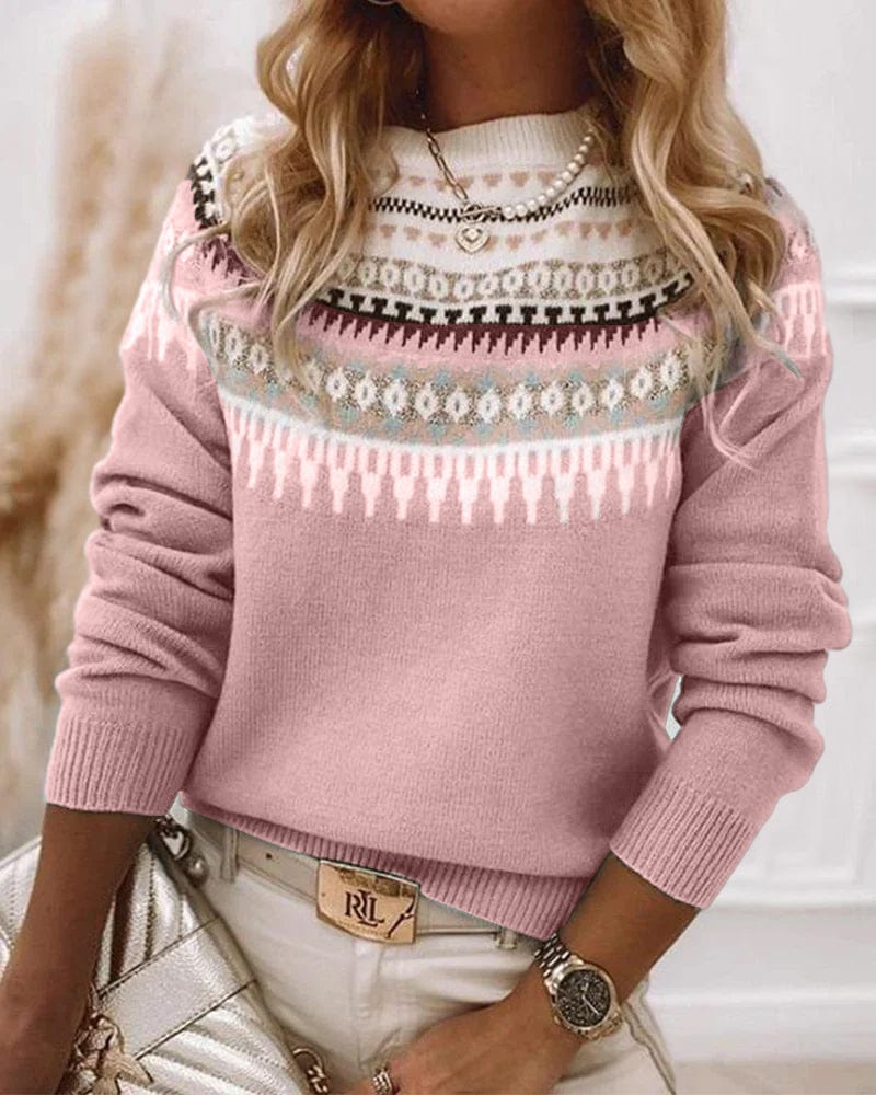 Strickpullover Frauen Fair Isle Muster Langarm