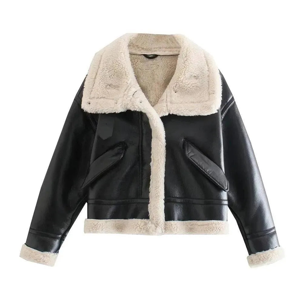 Elegante Lederjacke Damen Vintage Winterstyle