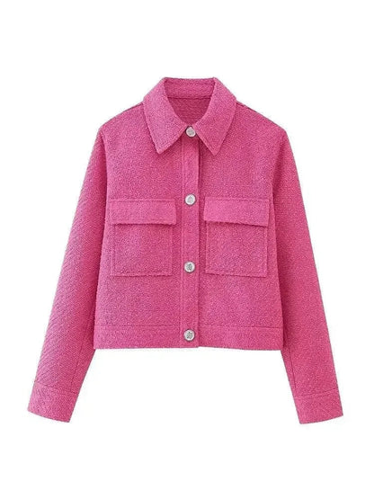 Stylische Damenjacke Kurz Tweed Vintage Look