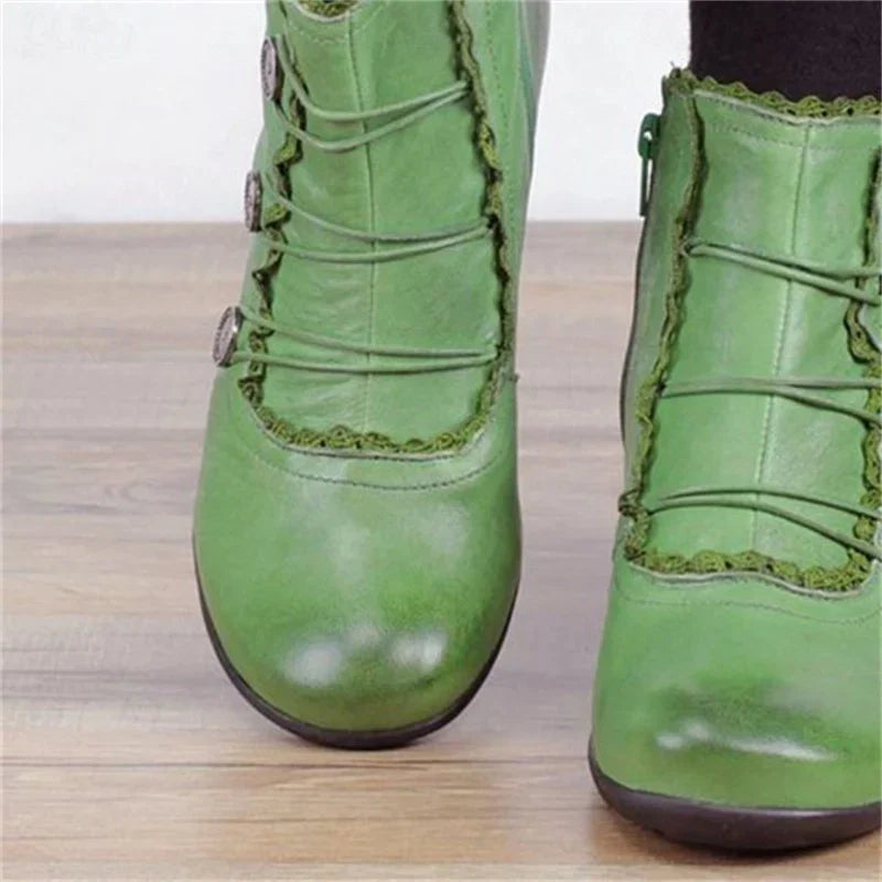 Damen Stiefeletten Viktorianisch Spitze Schnürsenkel