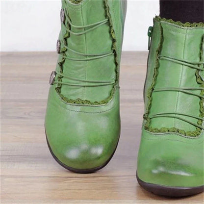 Damen Stiefeletten Viktorianisch Spitze Schnürsenkel