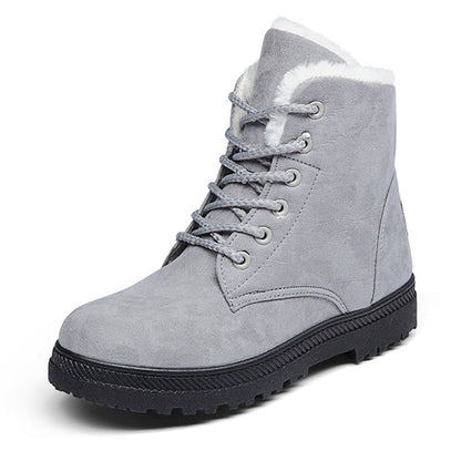 Warm gefütterte Damen Winterstiefel Schnürschuhe