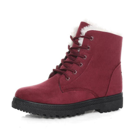 Warm gefütterte Damen Winterstiefel Schnürschuhe