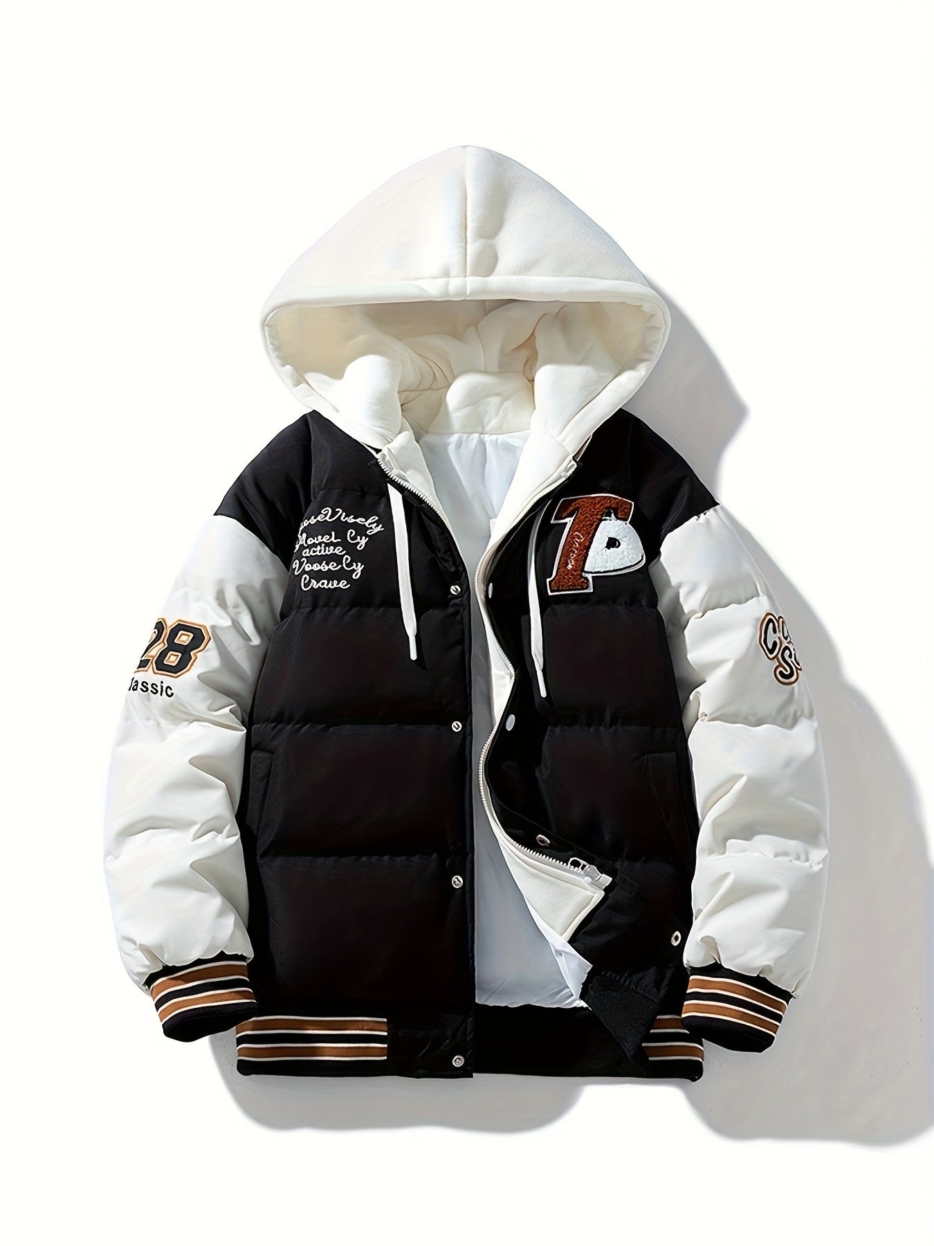 Herren Pufferjacke Warm Isoliert Kapuze