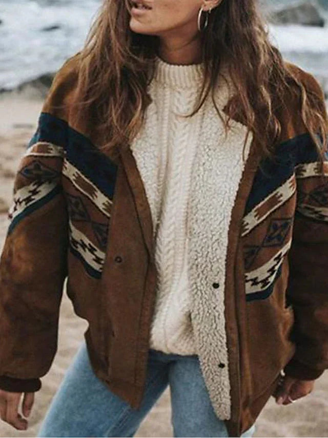 Retro Plüschmantel Warm Winter - IdealeKleiden