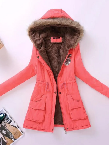 Schicke Slim-Fit Parka mit Kapuze Damen