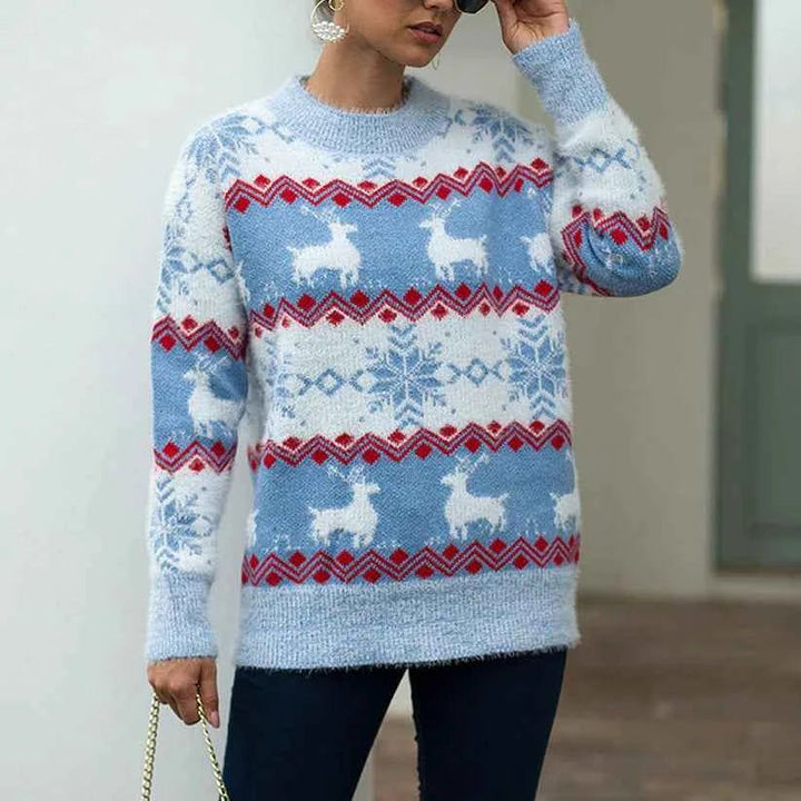 Weihnachts-Pullover Damen Festlich Rot