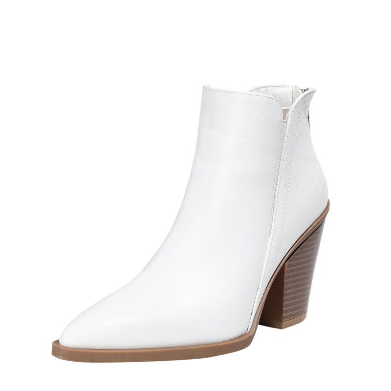 Stilvolle Stiefeletten Spitze Zulauf Blockabsatz