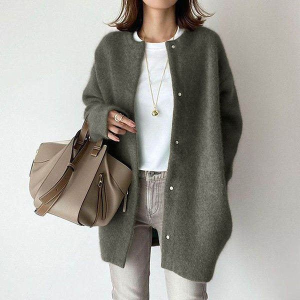 Damenschal Strickjacke Knöpfe Langarm