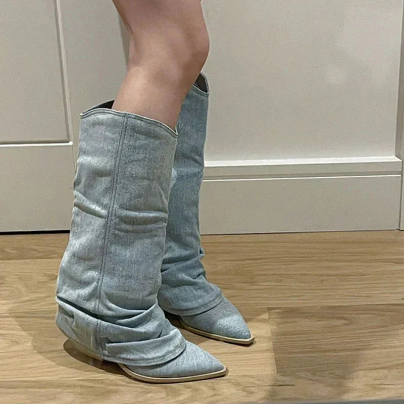 Warmes Winterstiefel Denim Design - IdealeKleiden