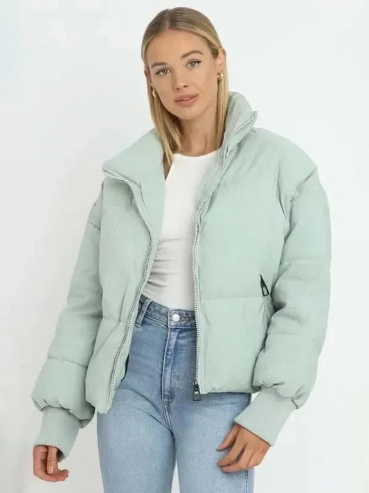 Frauen Winterjacke Stehkragen Puffer Mantel - IdealeKleiden