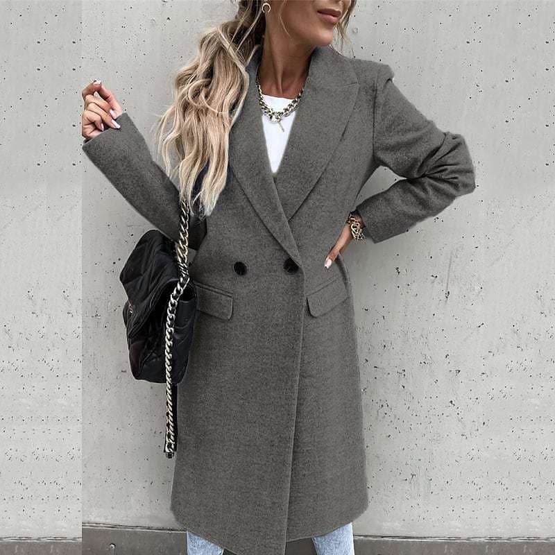 Langmantel Damen Tailliert Wollmix