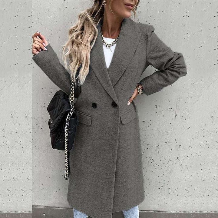 Langmantel Damen Tailliert Wollmix