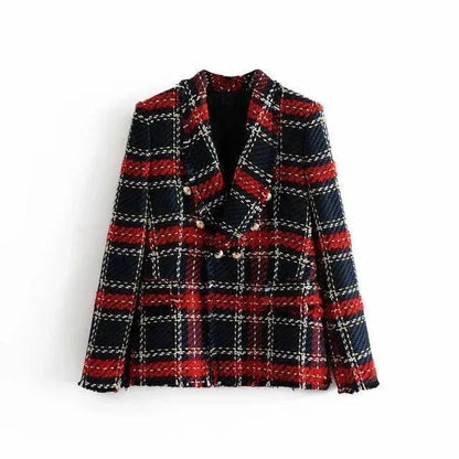 Damen Blazer Kariert Modern Chic