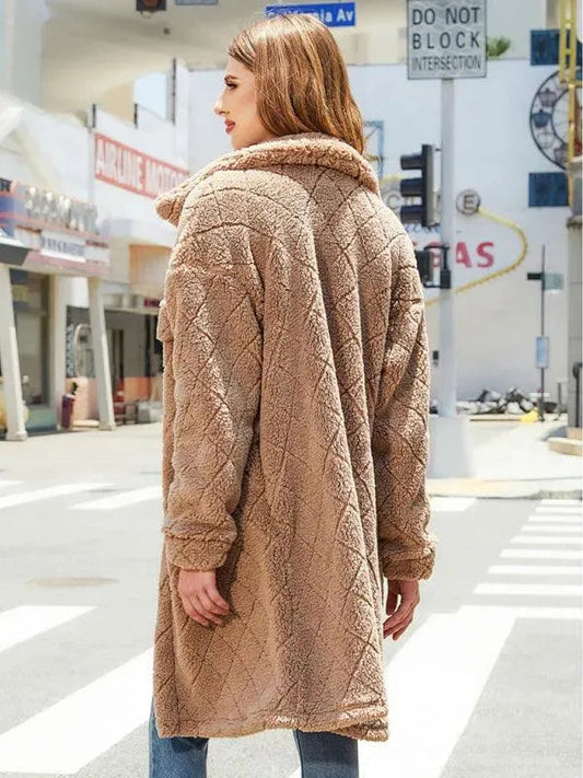 Damen Karo Plüschblazer - IdealeKleiden