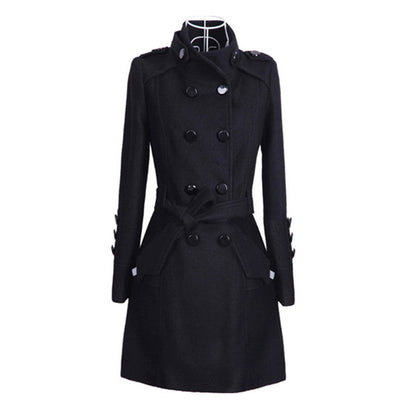 Damen Eleganter Langer Gurtmantel Herbstmode