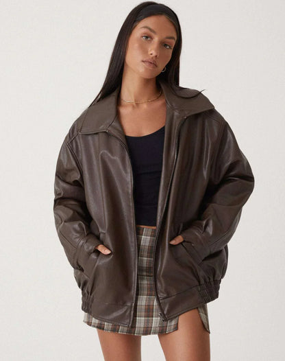 Übergröße PU Jacke Streetwear Style