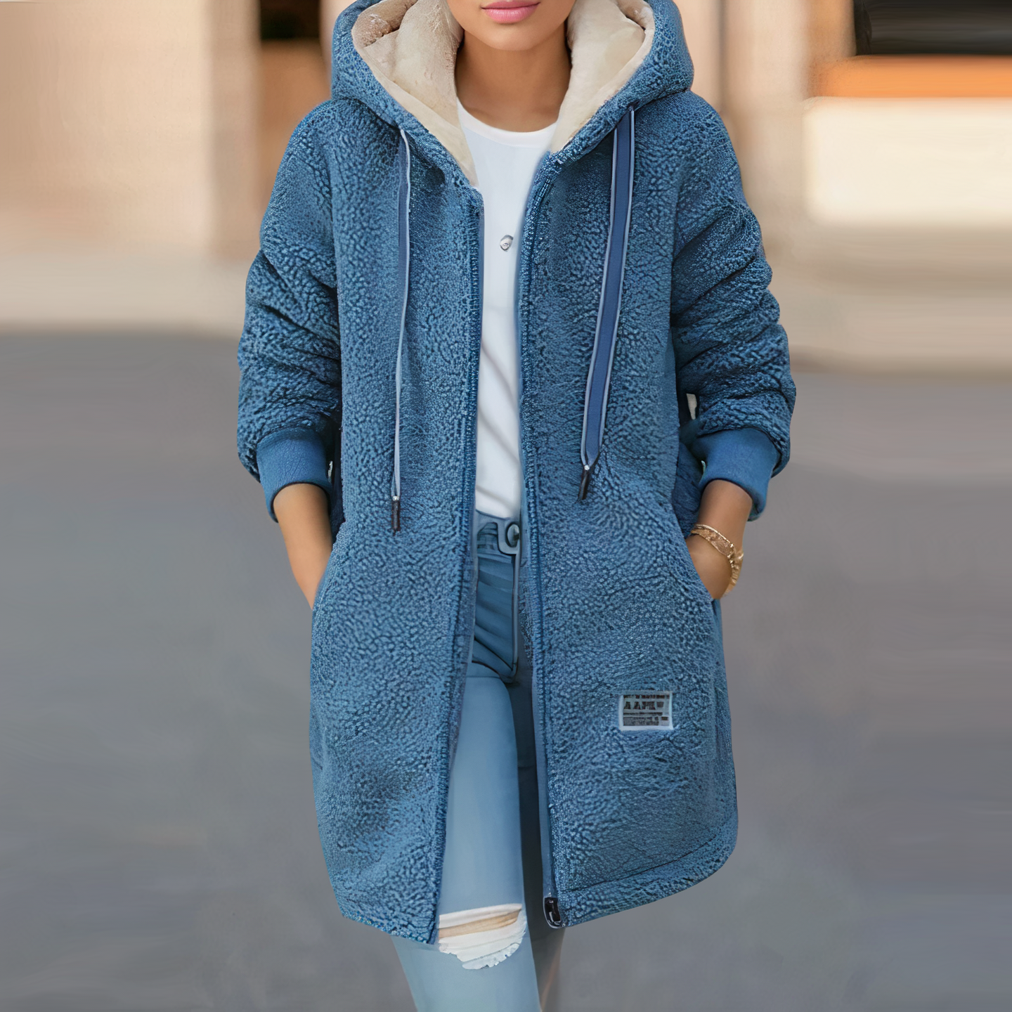 Damen Fleecejacke Warm Kapuze