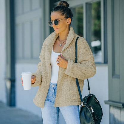 Damen Plüschjacke Warm und Elegent