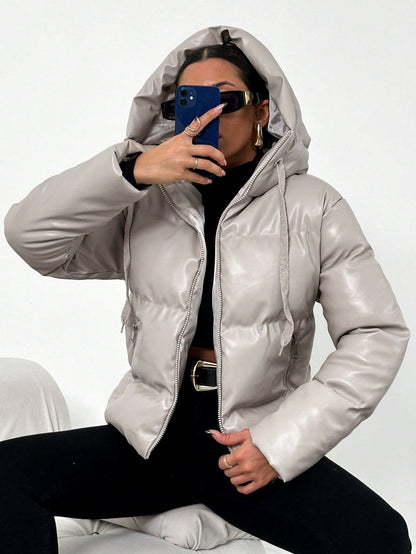 Damen Puffjacke Warm Kapuze