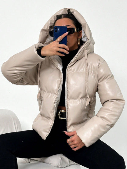 Damen Puffjacke Warm Kapuze