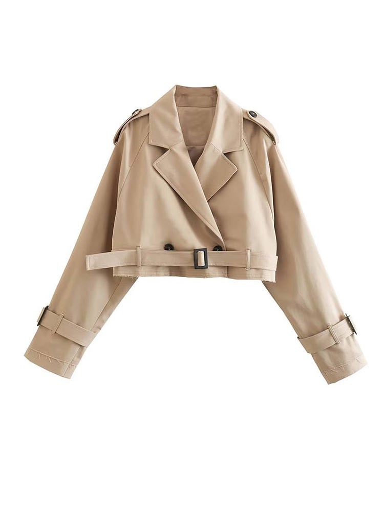 Damen Trenchcoat Beige Elegante Kurzjacke