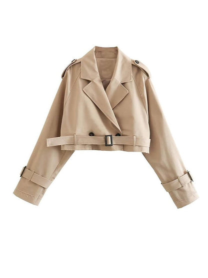 Damen Trenchcoat Beige Elegante Kurzjacke