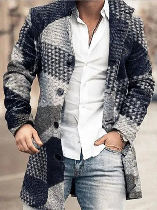 Herren Wintermantel Stehkragen Warm Mittellang