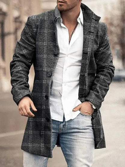 Herren Wintermantel Stehkragen Warm Mittellang