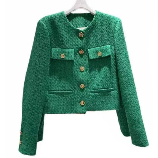 Elegante Damenjacke aus Wolle Tweed - IdealeKleiden