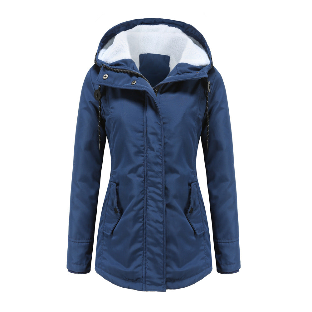 Wasserdichte Regenjacke Fleece gefüttert Kapuze