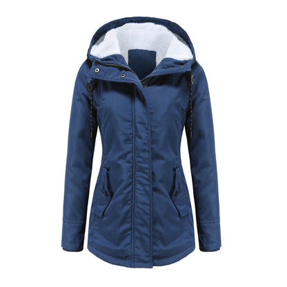 Wasserdichte Regenjacke Fleece gefüttert Kapuze
