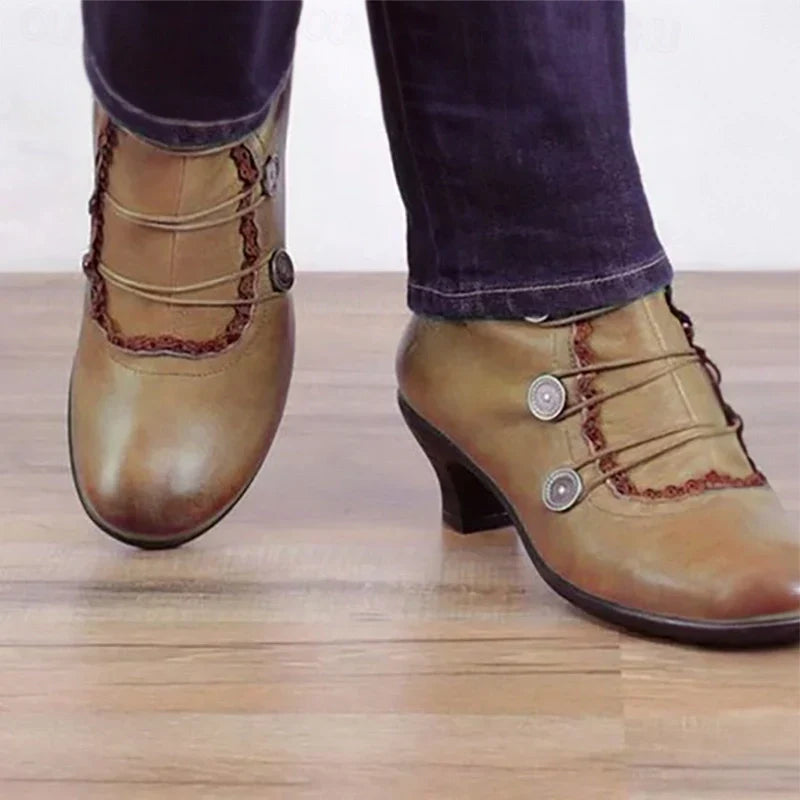 Damen Stiefeletten Viktorianisch Spitze Schnürsenkel