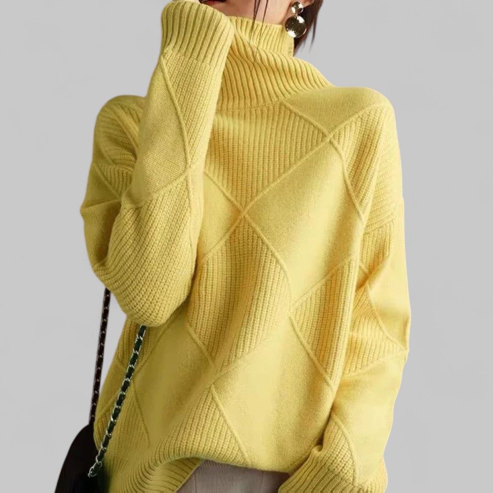 Damen Pullover Rollkragen Bequem Locker